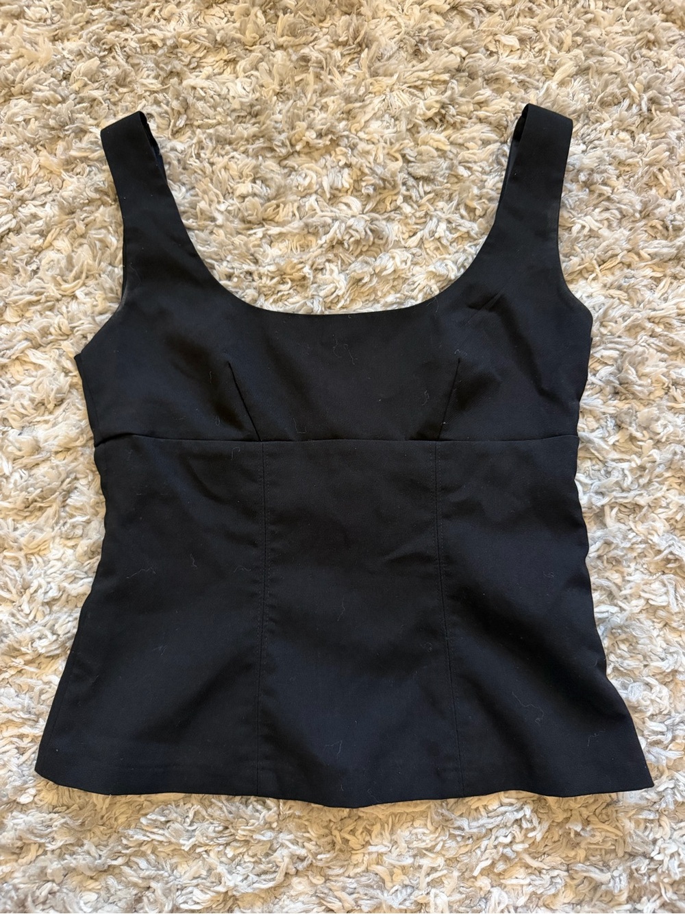 Black Scoop Neck Women's Structured Tank Top